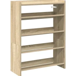 Produits Ménagers-vidaXL Étagère à chaussures chêne sonoma 60x25x81 cm bois d'ingénierie Chêne sonoma