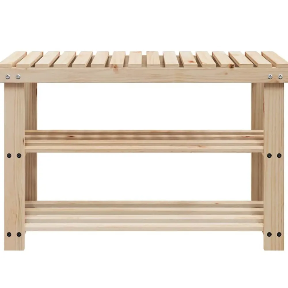 Produits Ménagers-vidaXL Étagère à chaussures 2 en 1 et dessus banc Bois de sapin massif