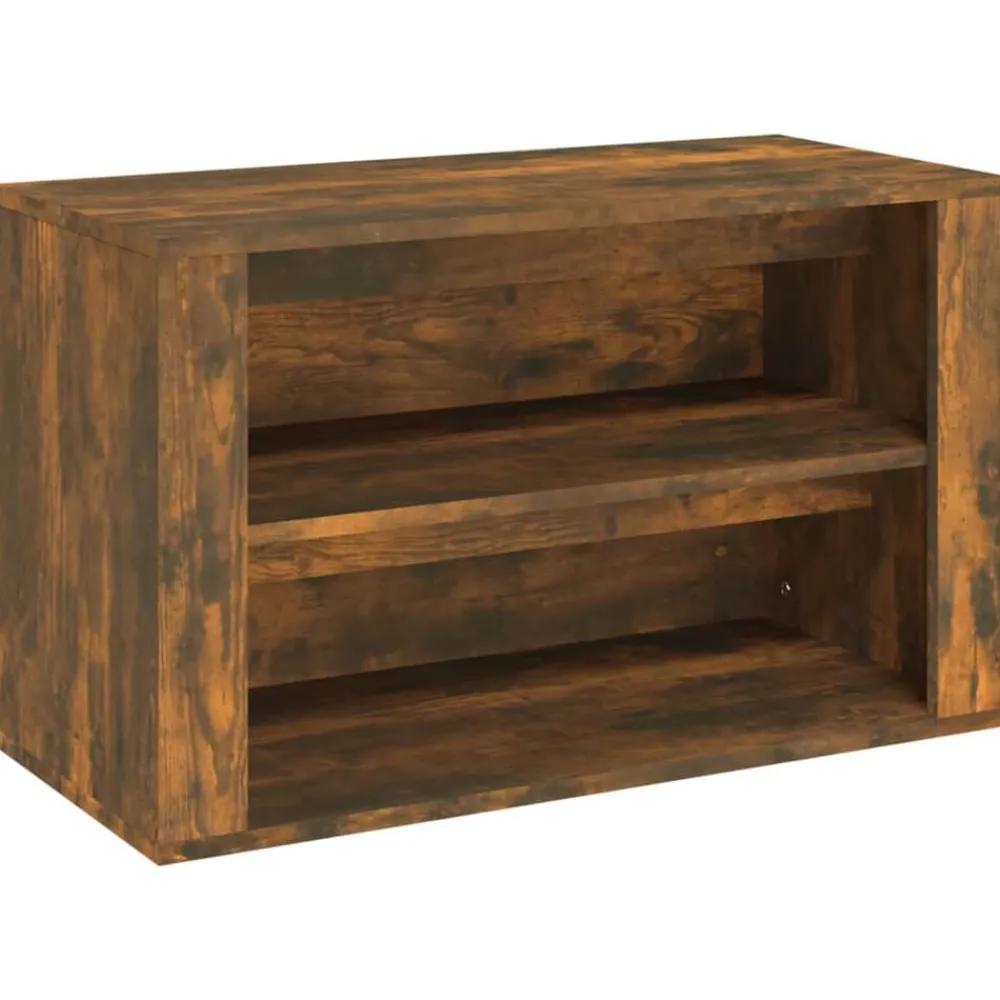 vidaXL Étagère à chaussures Chêne fumé 75x35x45 cm Bois d'ingénierie