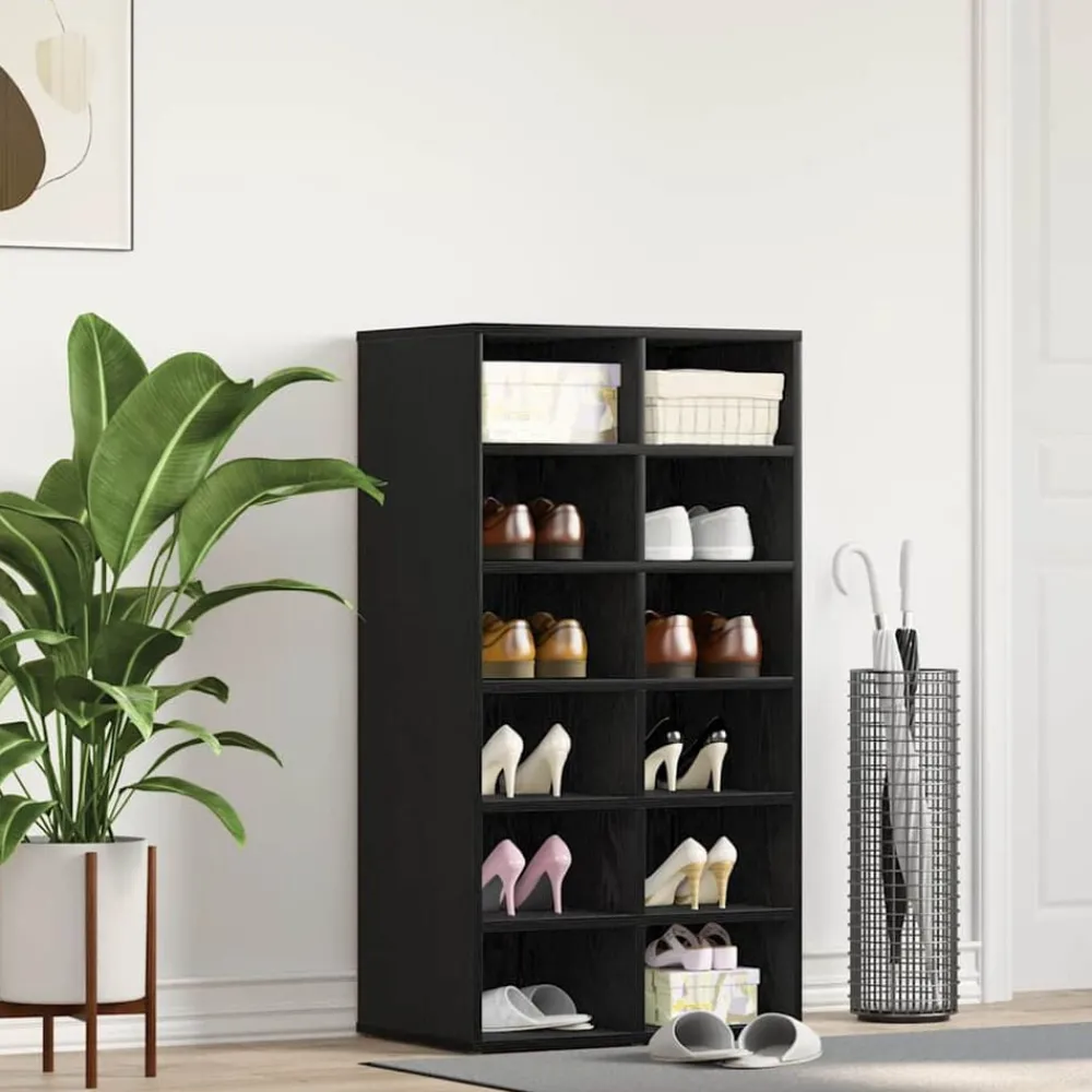 Produits Ménagers-vidaXL Étagère à chaussures chêne noir 54x34x100,5 cm bois ingénierie Chêne noir