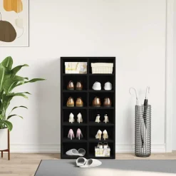 Produits Ménagers-vidaXL Étagère à chaussures chêne noir 54x34x100,5 cm bois ingénierie Chêne noir