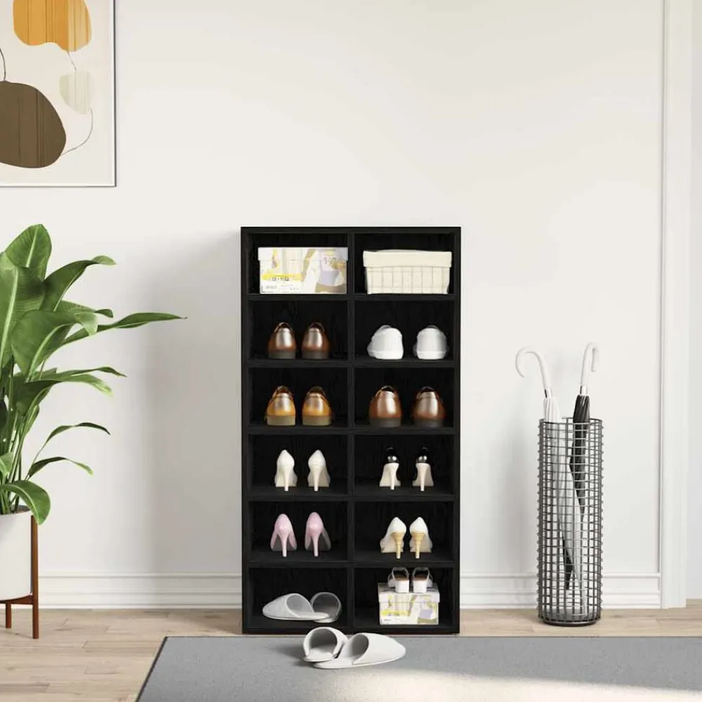 Produits Ménagers-vidaXL Étagère à chaussures chêne noir 54x34x100,5 cm bois ingénierie Chêne noir