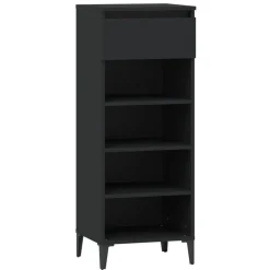 Produits Ménagers-vidaXL Étagère à chaussures 40x36x105 cm Bois d'ingénierie Noir