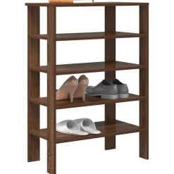 Produits Ménagers-vidaXL Étagère à chaussures chêne marron 61x32x87,5 cm bois ingénierie Ch&ecirc;ne marron