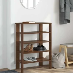 Produits Ménagers-vidaXL Étagère à chaussures chêne marron 61x32x87,5 cm bois ingénierie Ch&ecirc;ne marron