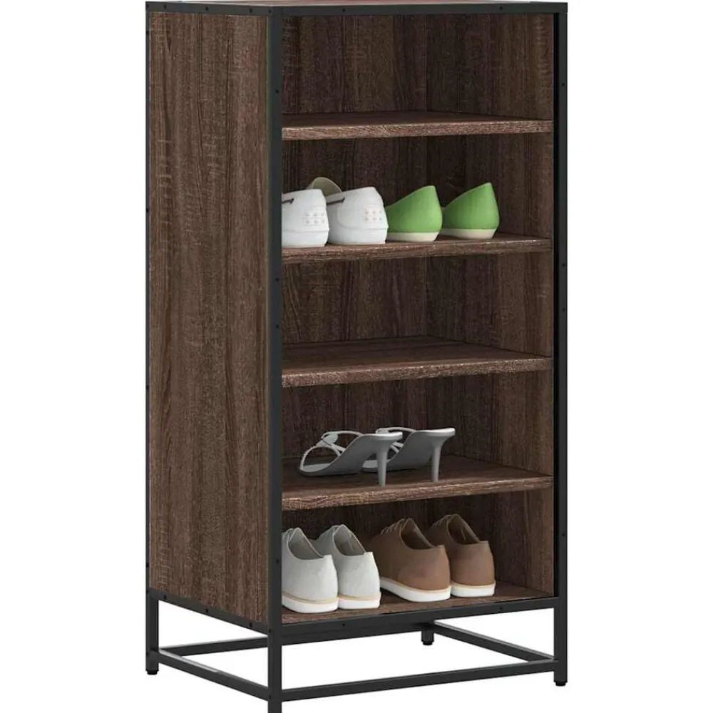 Produits Ménagers-vidaXL Étagère à chaussures chêne marron 48x38x97,5 cm bois ingénierie Ch&ecirc;ne marron