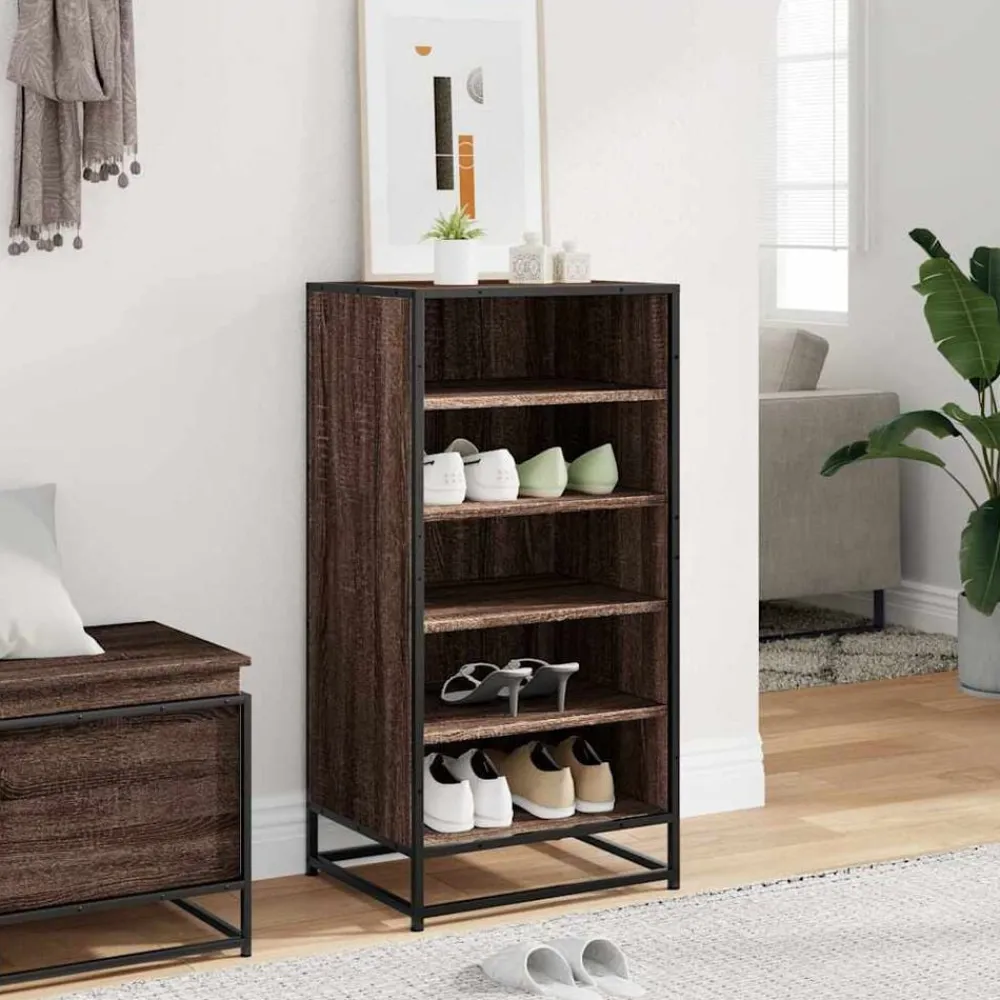 Produits Ménagers-vidaXL Étagère à chaussures chêne marron 48x38x97,5 cm bois ingénierie Ch&ecirc;ne marron