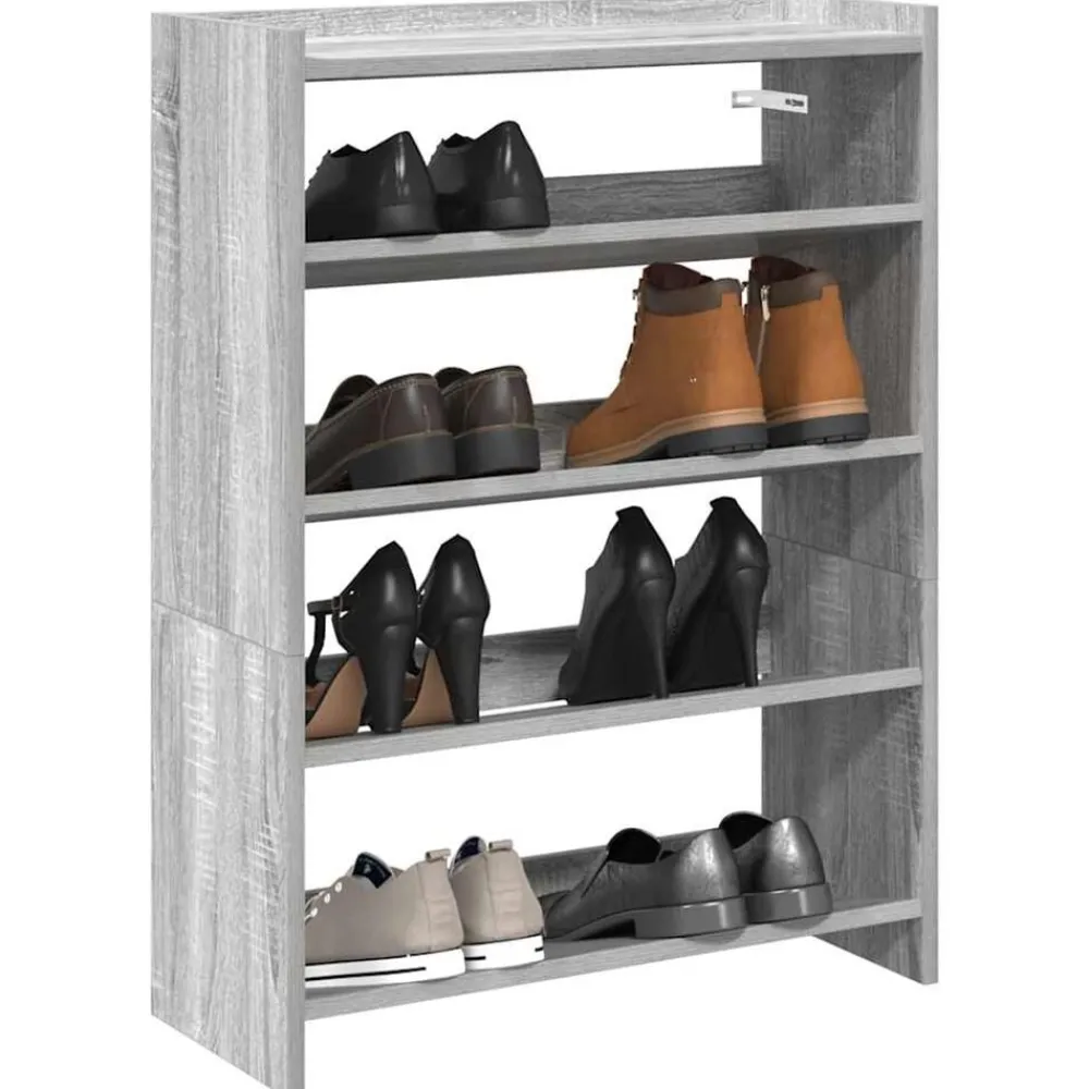 Produits Ménagers-vidaXL Étagère à chaussures 60x25x81 cm bois d'ingénierie Sonoma gris