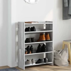 Produits Ménagers-vidaXL Étagère à chaussures 60x25x81 cm bois d'ingénierie Sonoma gris
