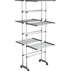 vidaXL Étagère à linge à 3 niveaux avec roues Argenté 60x70x129 cm