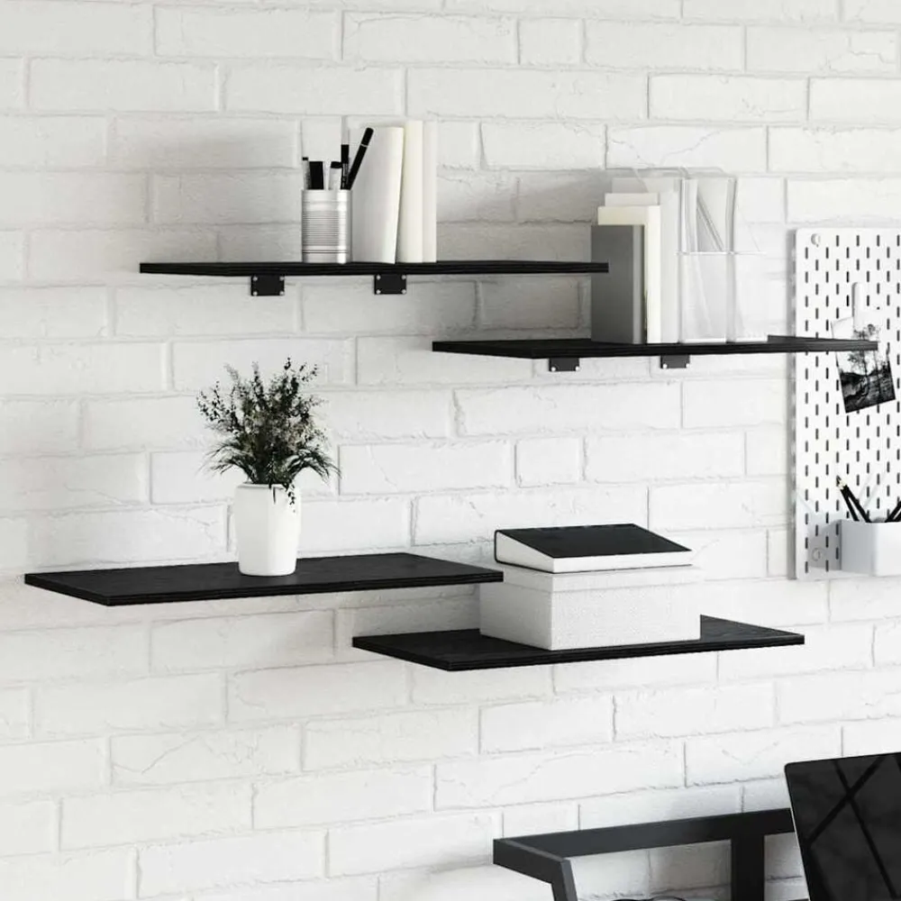 vidaXL Étagère à livres 4 pcs Noir 60 x 30 x 1,5 cm Bois d'ingénierie
