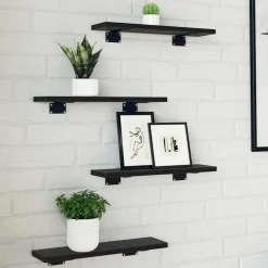 vidaXL Étagère à livres 4 pcs Noir 40 x 10 x 1,5 cm Bois d'ingénierie