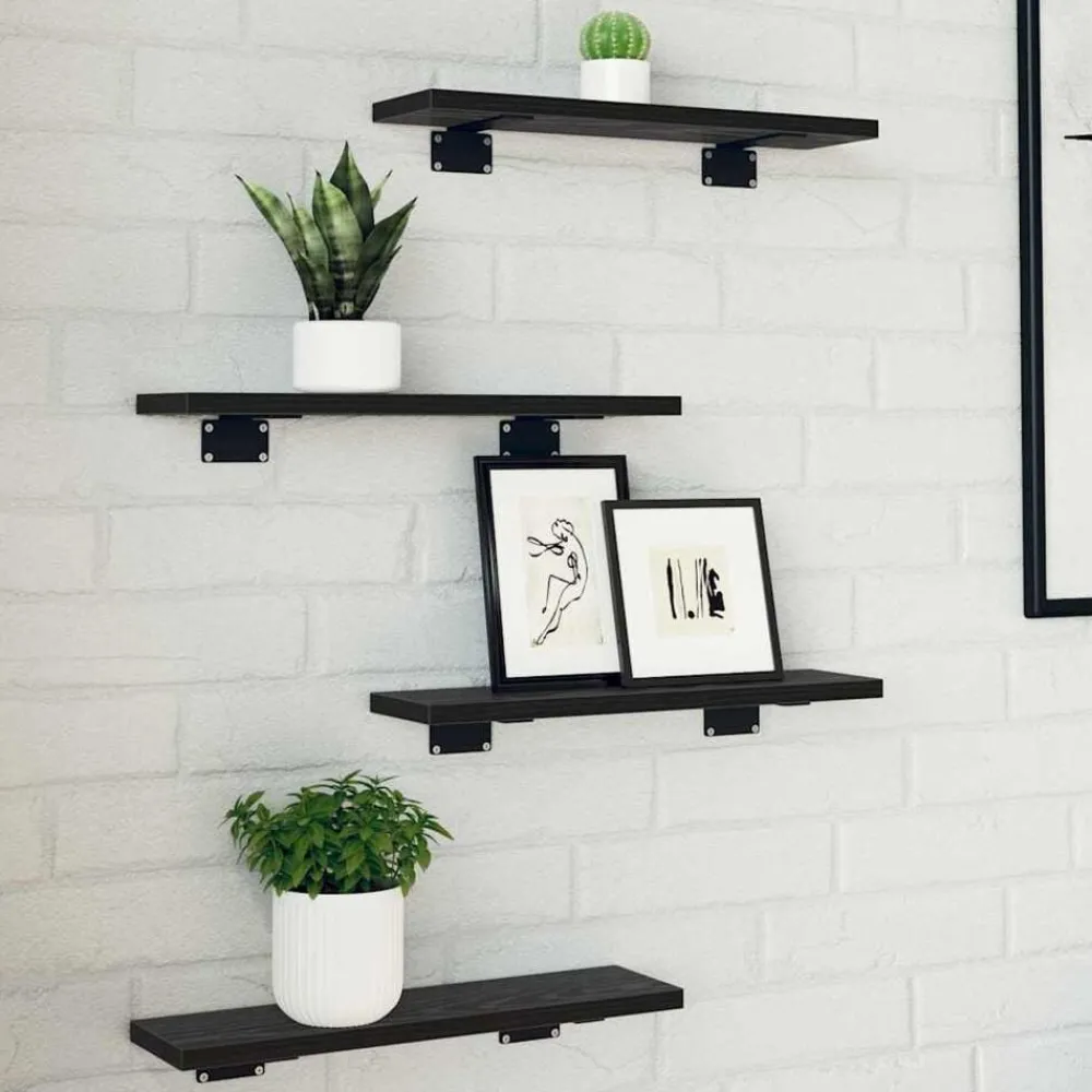 vidaXL Étagère à livres 4 pcs Noir 40 x 10 x 1,5 cm Bois d'ingénierie