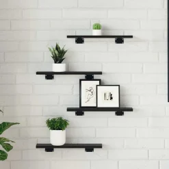 vidaXL Étagère à livres 4 pcs Noir 40 x 10 x 1,5 cm Bois d'ingénierie