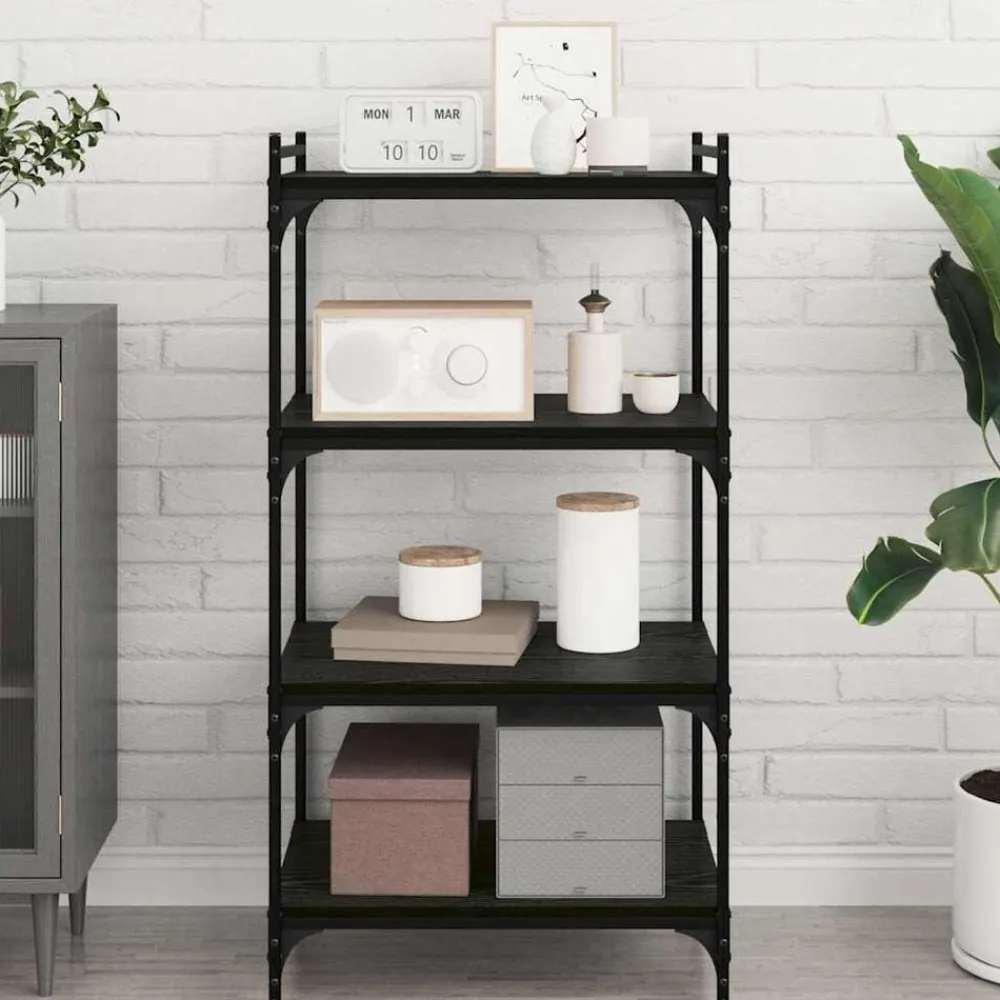 vidaXL Étagère à livres 4 pcs Noir 60 x 40 x 1,5 cm Bois d'ingénierie