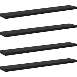 Étagères-vidaXL Étagère à livres 4 pcs Noir 60 x 10 x 1,5 cm Bois d'ingénierie Chêne noir