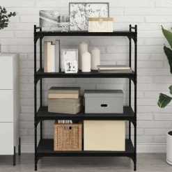 Étagères-vidaXL Étagère à livres 4 pcs Noir 80 x 40 x 1,5 cm Bois d'ingénierie Ch&ecirc;ne noir