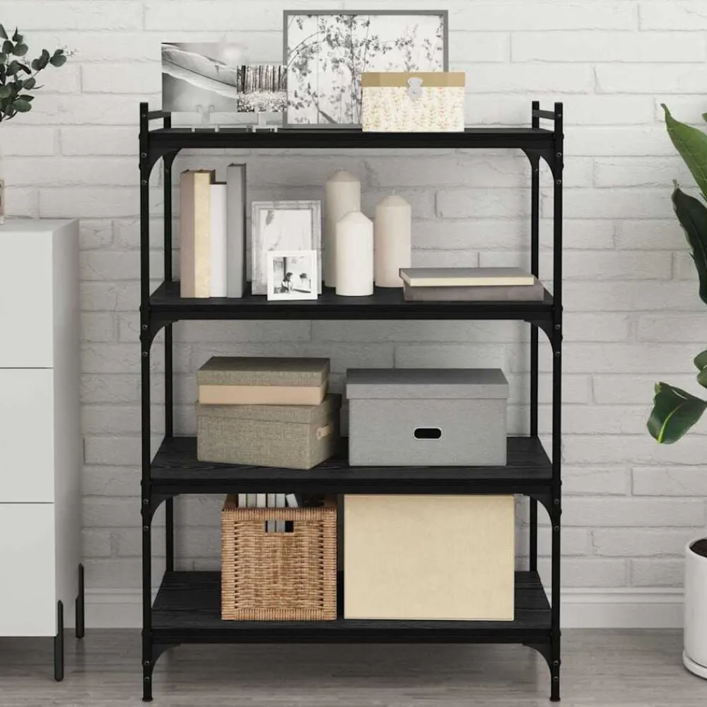 Étagères-vidaXL Étagère à livres 4 pcs Noir 80 x 40 x 1,5 cm Bois d'ingénierie Chêne noir