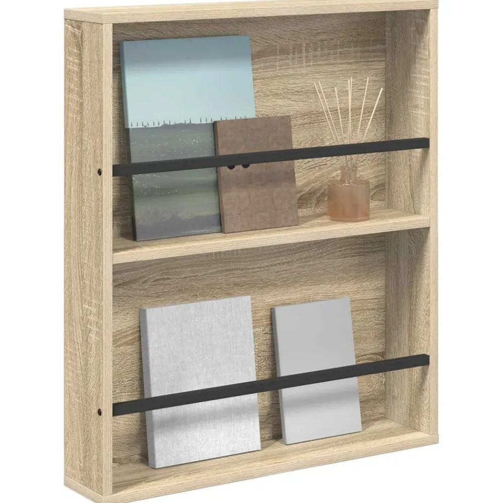 vidaXL Étagère à magazines avec étagère Chêne Sonoma 60 x 12 x 70 cm