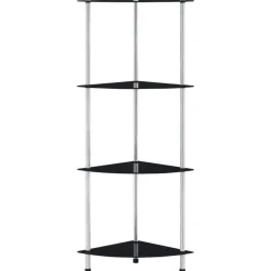 Étagères-vidaXL Étagère 4 niveaux 30x30x100 cm Verre trempé Noir