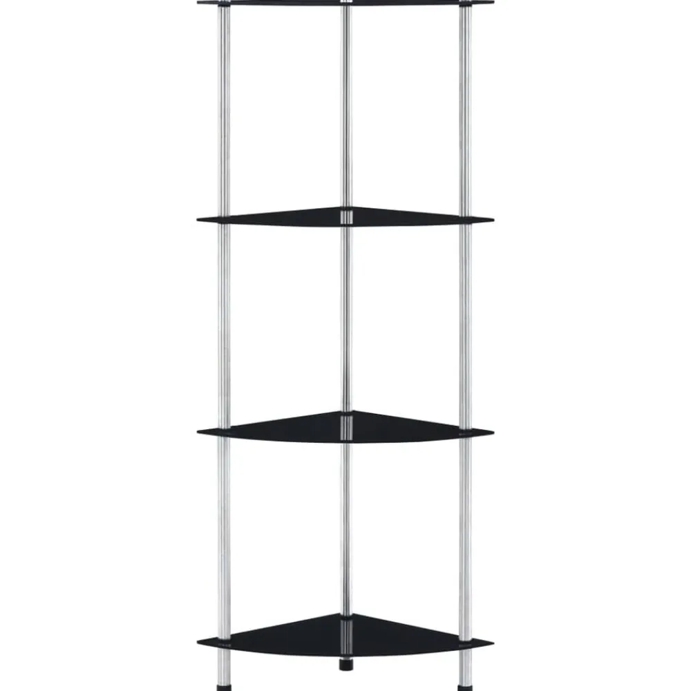 Étagères-vidaXL Étagère 4 niveaux 30x30x100 cm Verre trempé Noir
