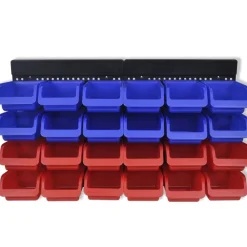 Accessoires De Quincaillerie-vidaXL Étagère à outils de garage murale 2 pcs Bleu et rouge