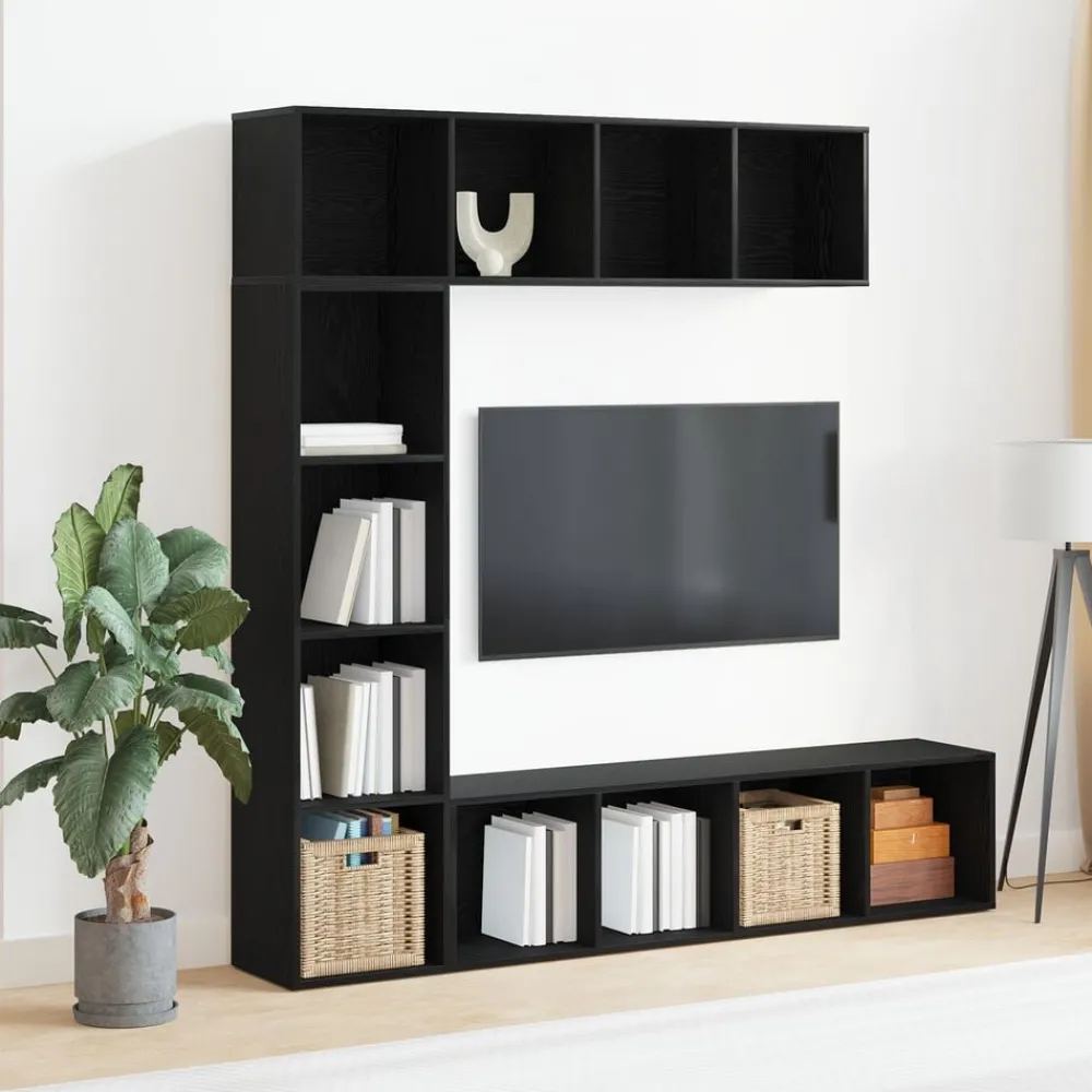 Étagères-vidaXL Étagère 3 pcs Chêne noir 36 x 30 x 143 cm Bois d'ingénierie Chêne noir