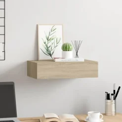 vidaXL Étagère à tiroir murale chêne 40x23,5x10 cm MDF