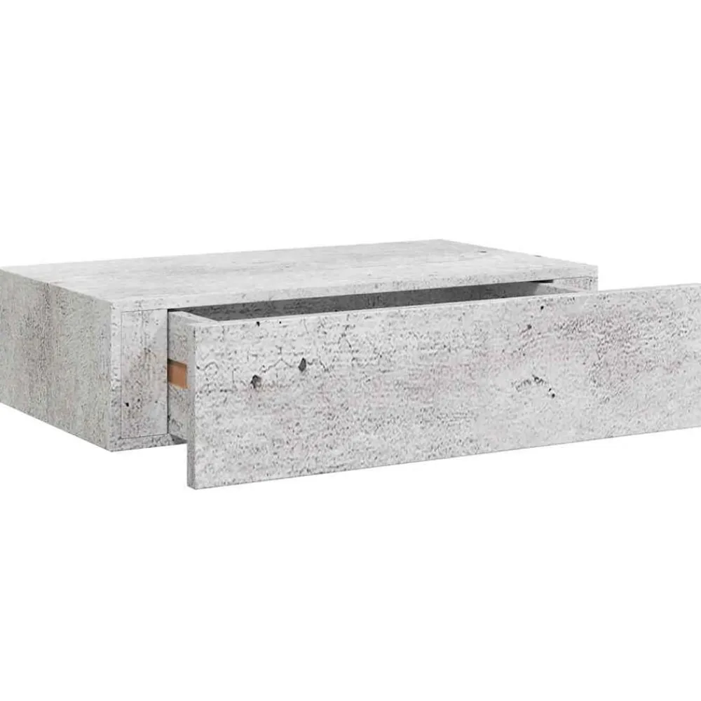 Étagères-vidaXL Étagère à tiroir murale 40x23,5x10 cm MDF Gris béton