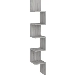 Étagères-vidaXL Étagère angle murale 20x20x127,5 cm Bois ingénierie Sonoma gris