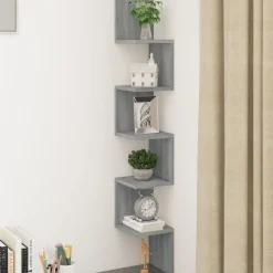 Étagères-vidaXL Étagère angle murale 20x20x127,5 cm Bois ingénierie Sonoma gris