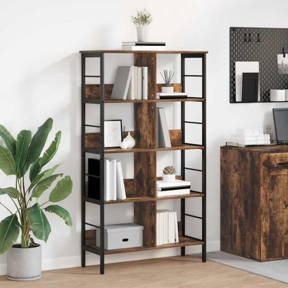 vidaXL Étagère Chêne fumé 82 x 32 x 144,5 cm Bois d'ingénierie