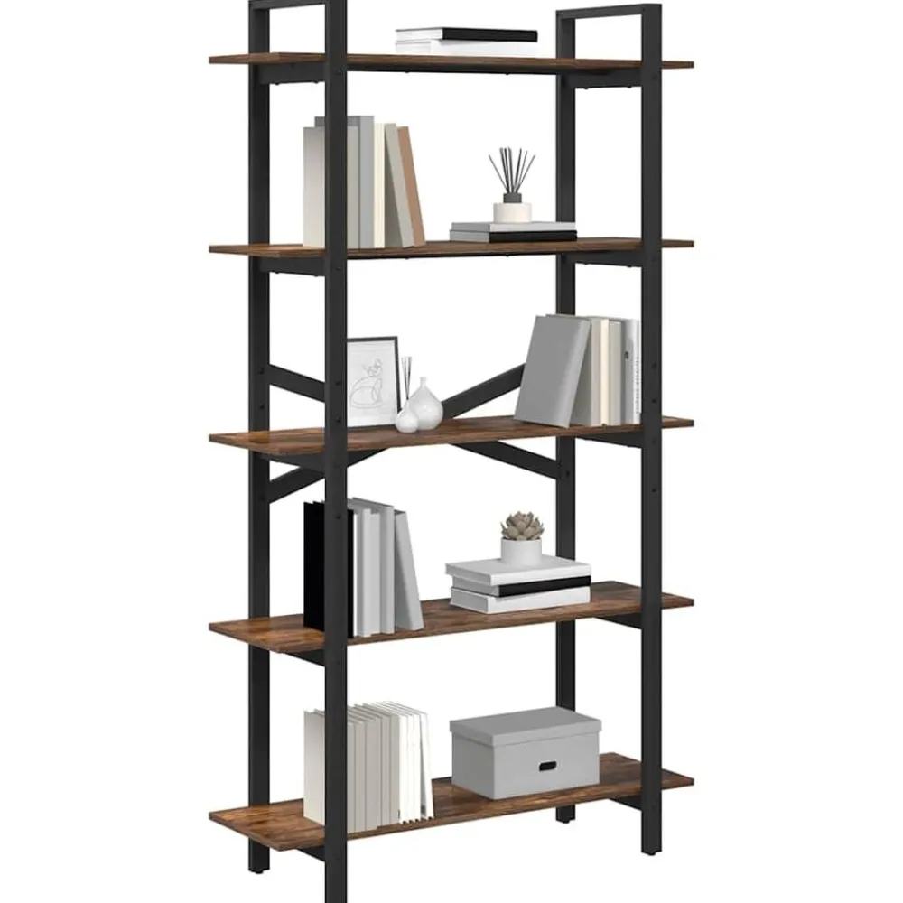 Étagères-vidaXL Étagère Chêne fumé 100 x 33,5 x 178 cm Bois d'ingénierie Chêne fumé