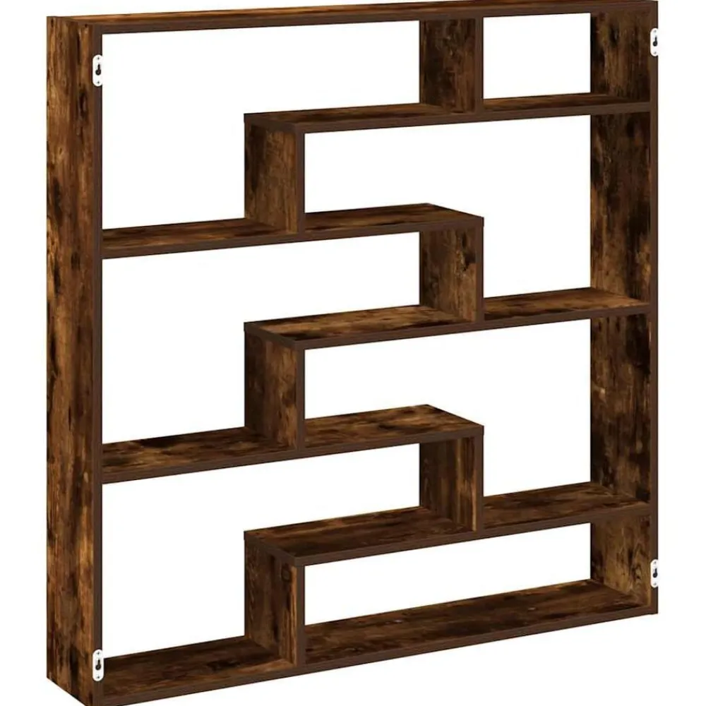 Étagères-vidaXL Étagère cube murale 7 compartiments chêne fumé bois ingénierie Chêne fumé