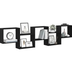 Étagères-vidaXL Étagère cube murale 5 compartiments bois d'ingénierie Noir