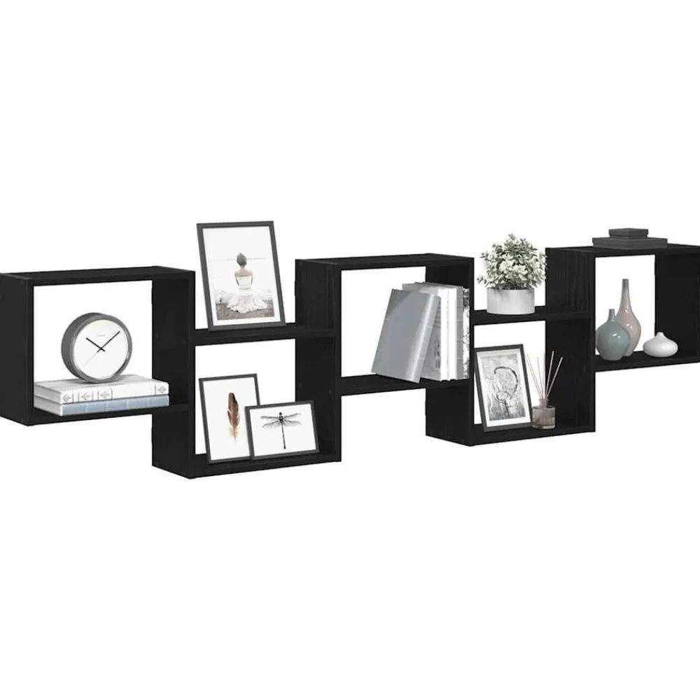 Étagères-vidaXL Étagère cube murale 5 compartiments bois d'ingénierie Noir