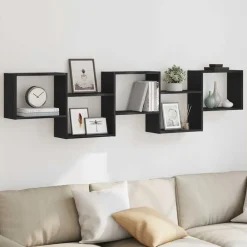 Étagères-vidaXL Étagère cube murale 5 compartiments bois d'ingénierie Noir