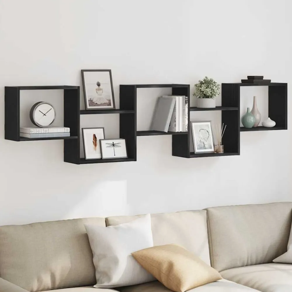 Étagères-vidaXL Étagère cube murale 5 compartiments bois d'ingénierie Noir