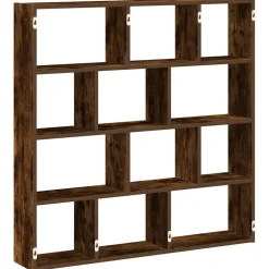 vidaXL Étagère cube murale 12 compartiments chêne fumé bois ingénierie