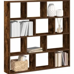 vidaXL Étagère cube murale 12 compartiments chêne fumé bois ingénierie