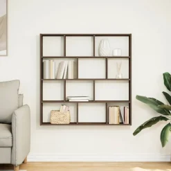 vidaXL Étagère cube murale 12 compartiments chêne fumé bois ingénierie
