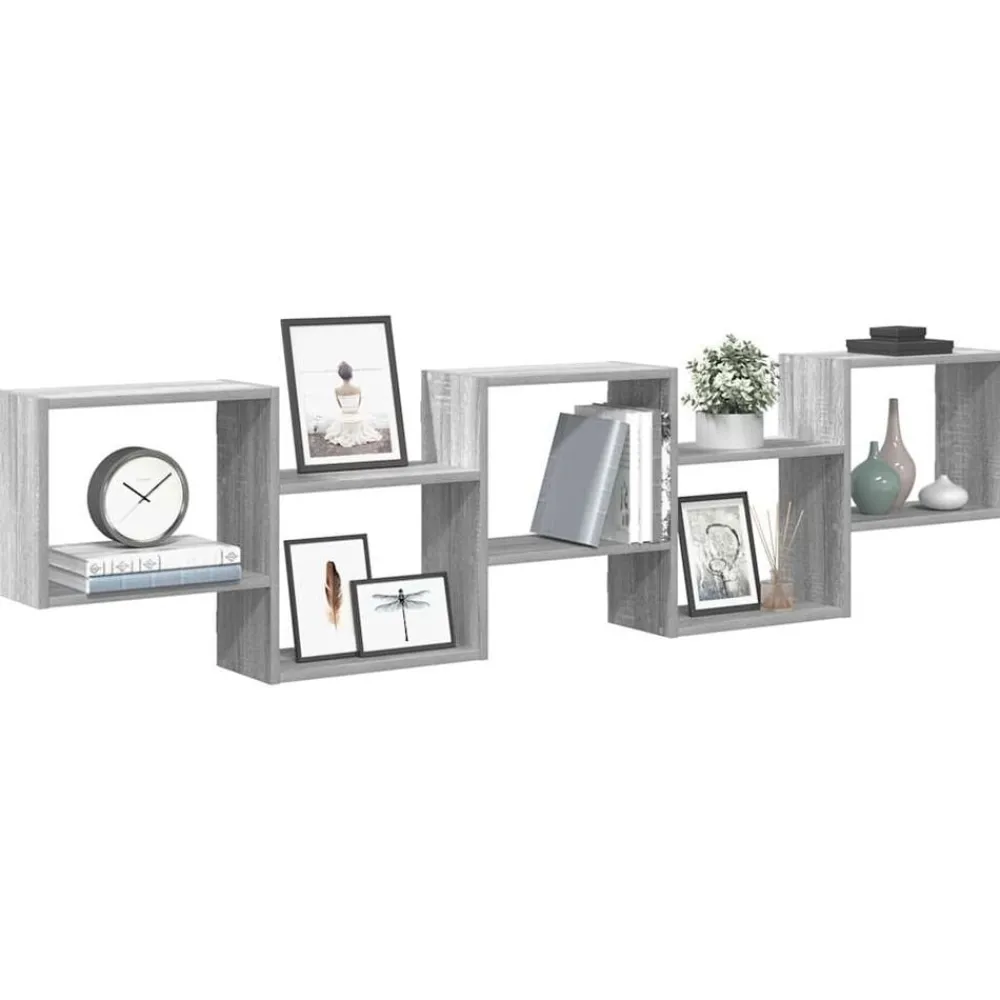 Étagères-vidaXL Étagère cube murale 5 compartiments Sonoma gris