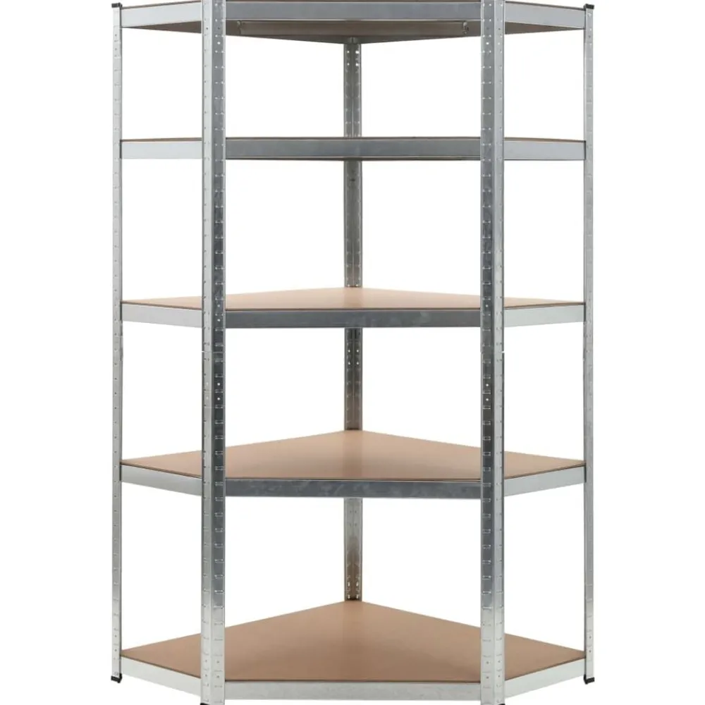 Stockage Industriel-vidaXL Étagère d'angle à 5 niveaux é Acier et bois d'ingénierie Argent