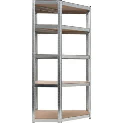 Stockage Industriel-vidaXL Étagère d'angle à 5 niveaux é Acier et bois d'ingénierie Argent