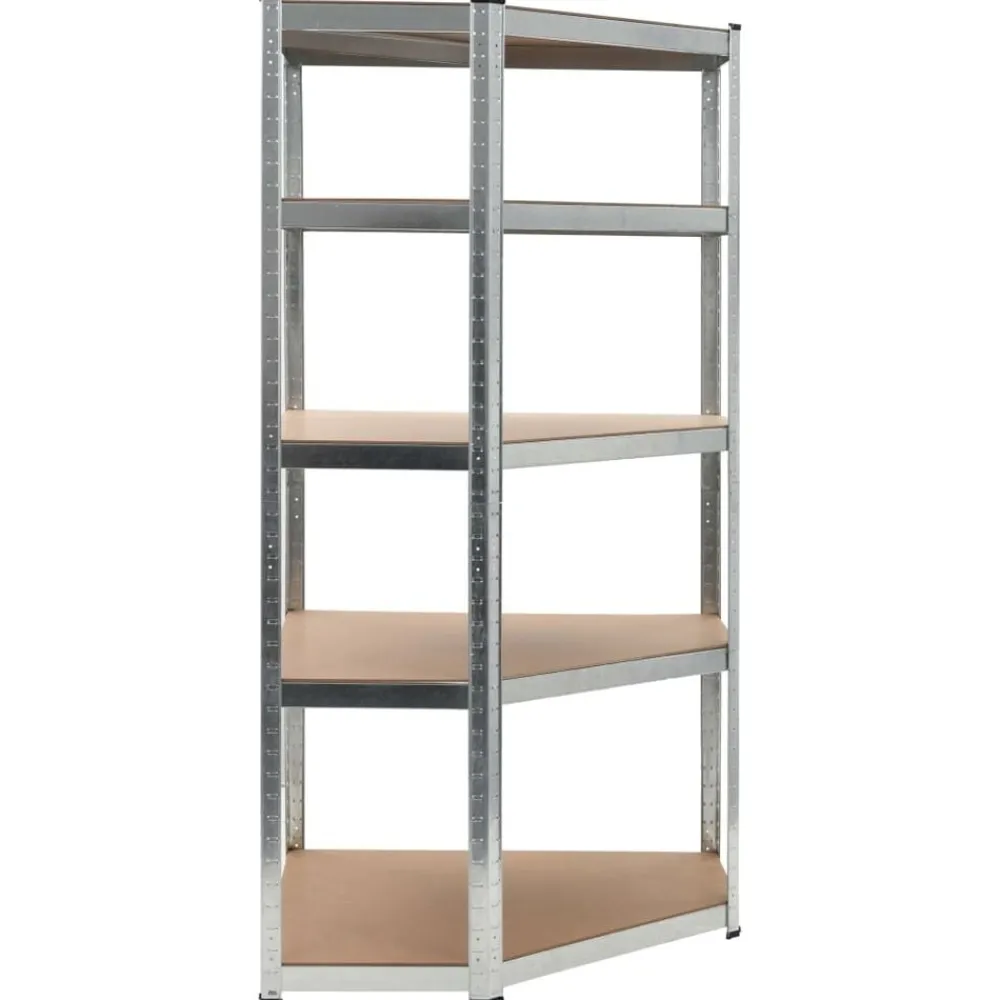 Stockage Industriel-vidaXL Étagère d'angle à 5 niveaux é Acier et bois d'ingénierie Argent