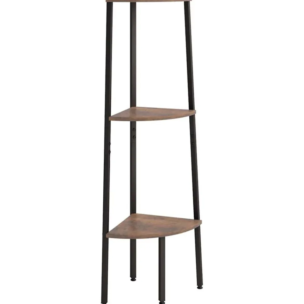 Étagères-vidaXL Étagère d'angle 3 niveaux et noir 45,5x31,5x120 cm Marron foncé