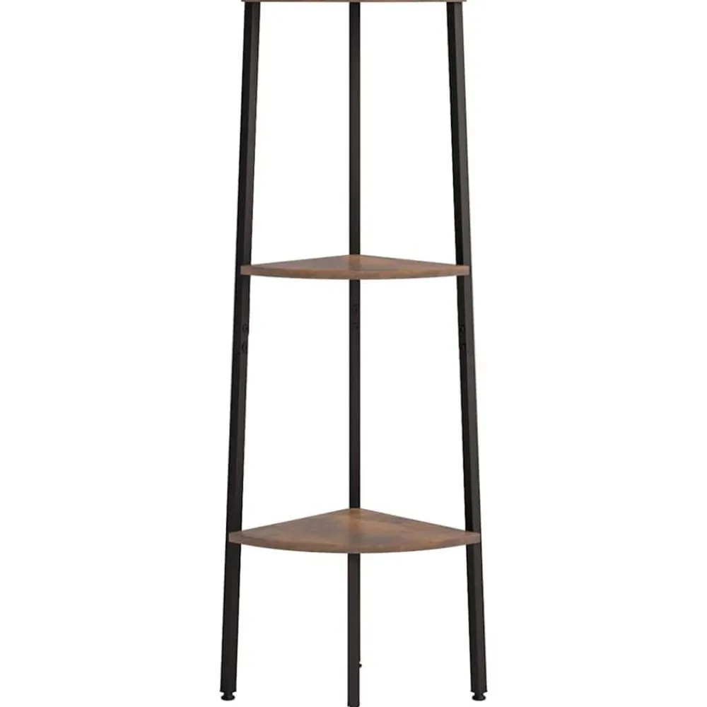 Étagères-vidaXL Étagère d'angle 3 niveaux et noir 45,5x31,5x120 cm Marron foncé