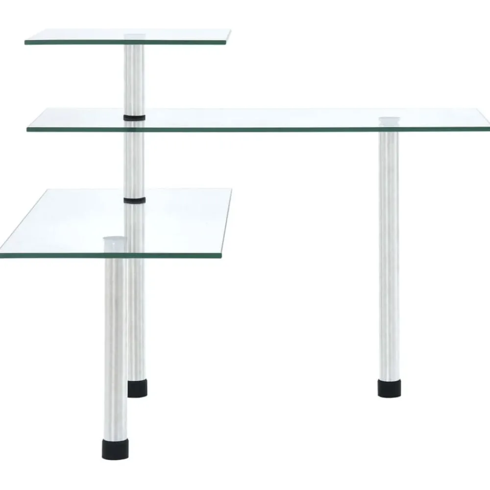 vidaXL Étagère d'angle de cuisine à 3 niveaux Verre trempé