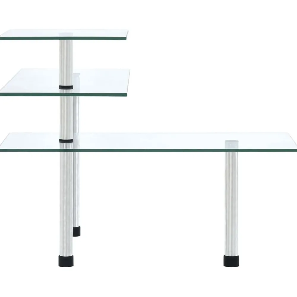vidaXL Étagère d'angle de cuisine à 3 niveaux Verre trempé