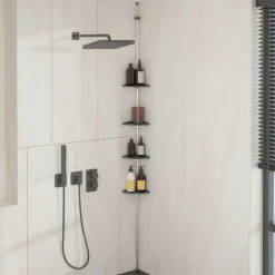 vidaXL Étagère d’angle de douche télescopique à 4 niveaux Argenté